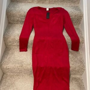 Red suede midi dress